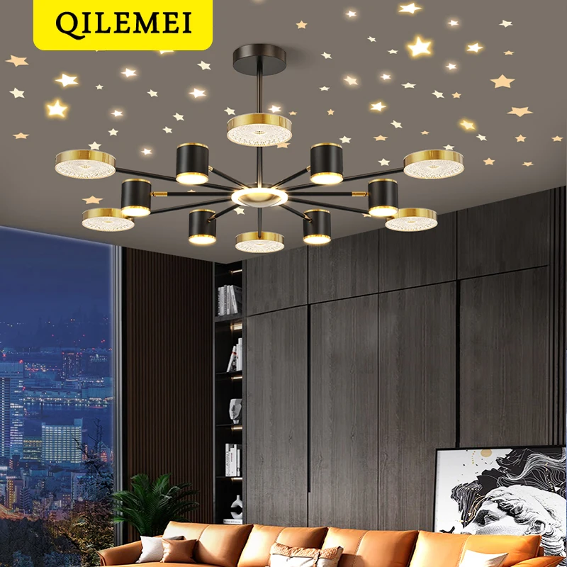 

Black/Gold Indoor Chandelier Lamps Home Furniture Decoration Light Simple Style For Living Room Bedroom Study Modern LED