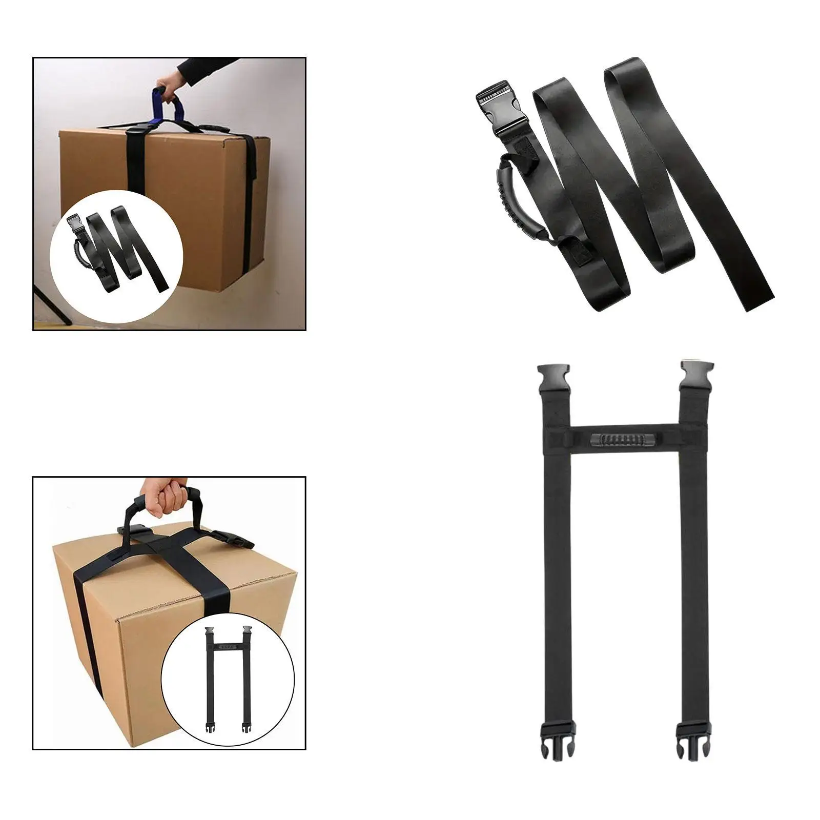 Box Carrying Strap with Handle Portable Heavy Duty Strong Load Capacity Black 6.3ft High Stability Adjustable Belt Handheld Belt