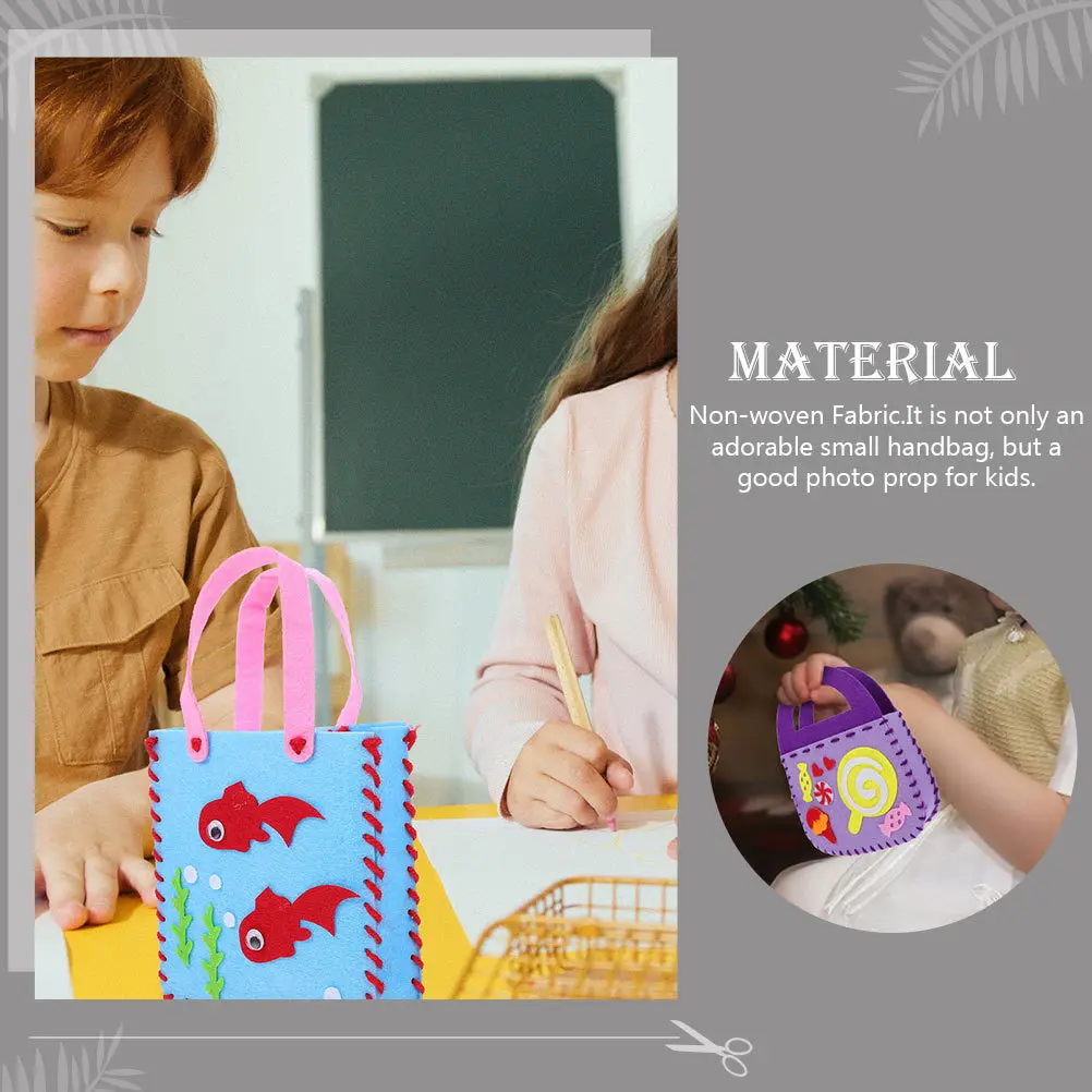 4 مجموعة Diy بها بنفسك الأطفال حقيبة صغيرة مجموعة المواد غير المنسوجة النسيج اليدوية حمل للأطفال هدية عيد ميلاد لوازم الحرفية طفل القبعات