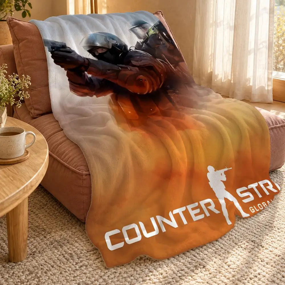 Hot Game C-Counter-Strike CS2 Throw Double Sided Flannel Throw Blanket Soft Travel Camping Sofa Bed Home