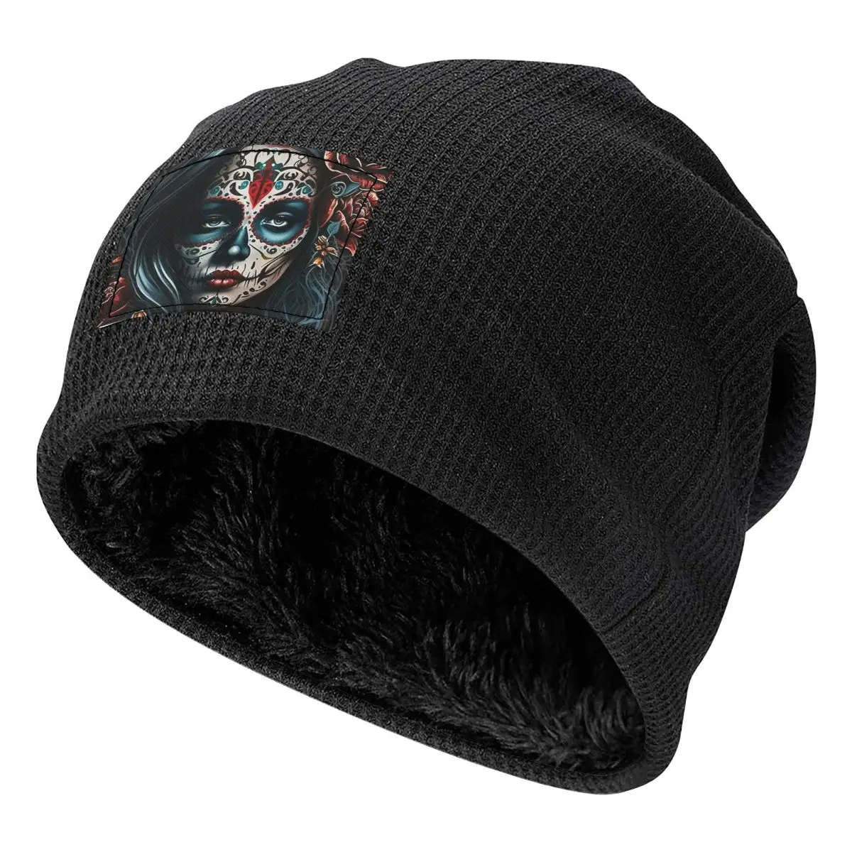 

Мексиканский череп, женский винтажный стиль 15, шапки унисекс для взрослых, шапка с флисовой подкладкой, теплая осенне-зимняя уличная шапка Skullies