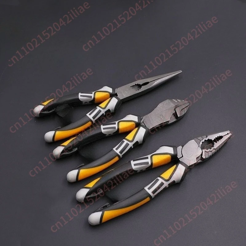 Industrial grade steel wire pliers pointed nose oblique multi-functional electrician wire stripper flat vice