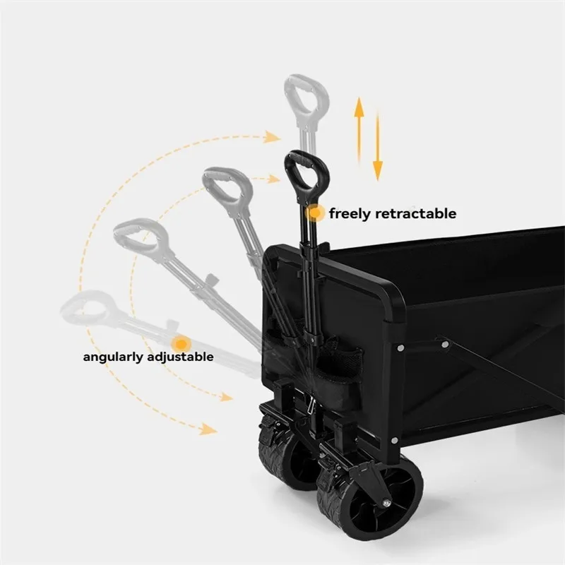 مركبة تخييم مريحة في الهواء الطلق مع عجلات سهلة وسهولة للطرق الوعرة، وكشك مركبة للتخييم، وعربة التسوق، وعربة قابلة للطي #6