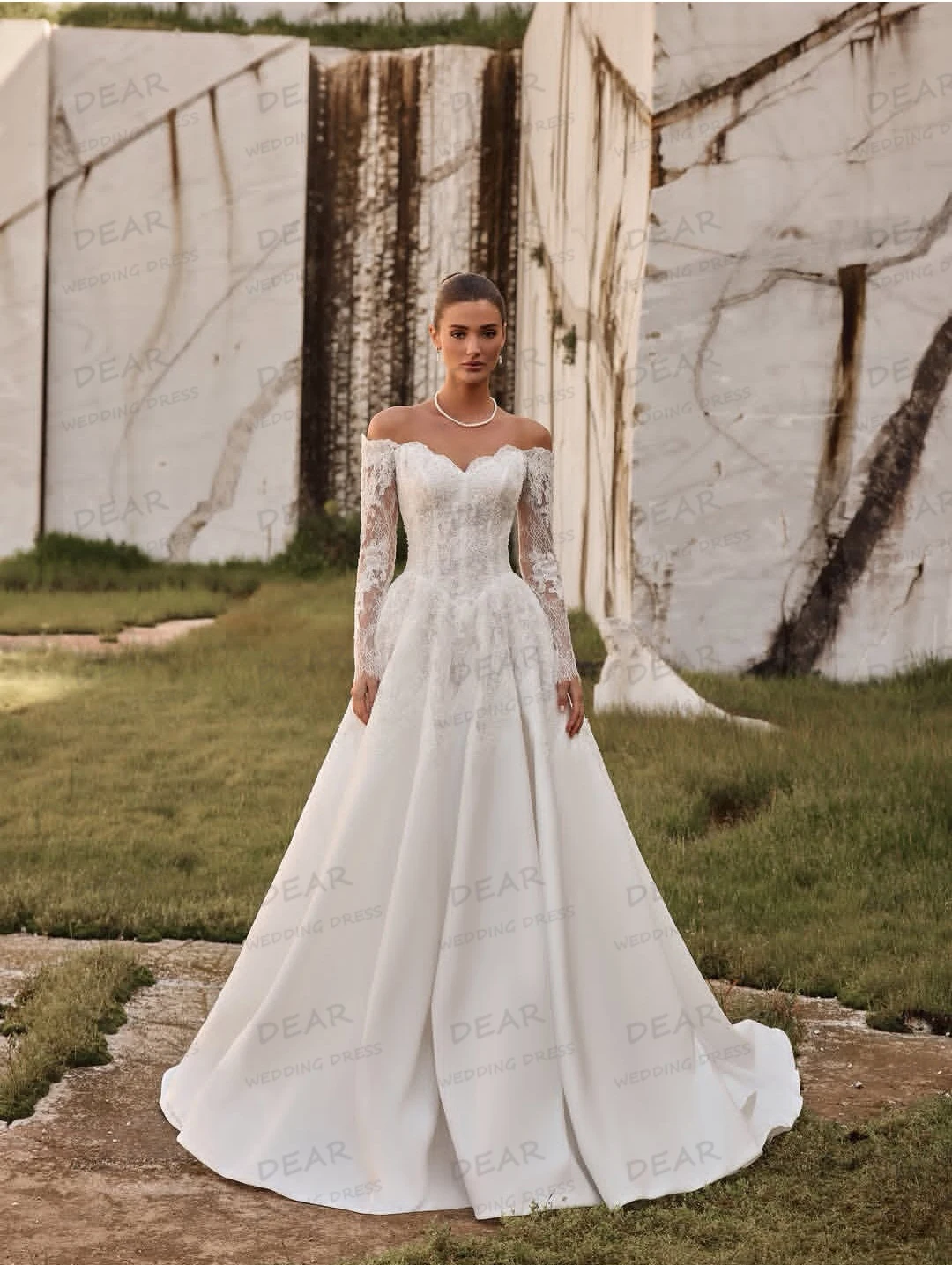 Classic Lace Appliques Wedding Dresses A Line Off Shoulder Sexy Women's Bridal Gowns Party Formal Vestido De Novia Customized