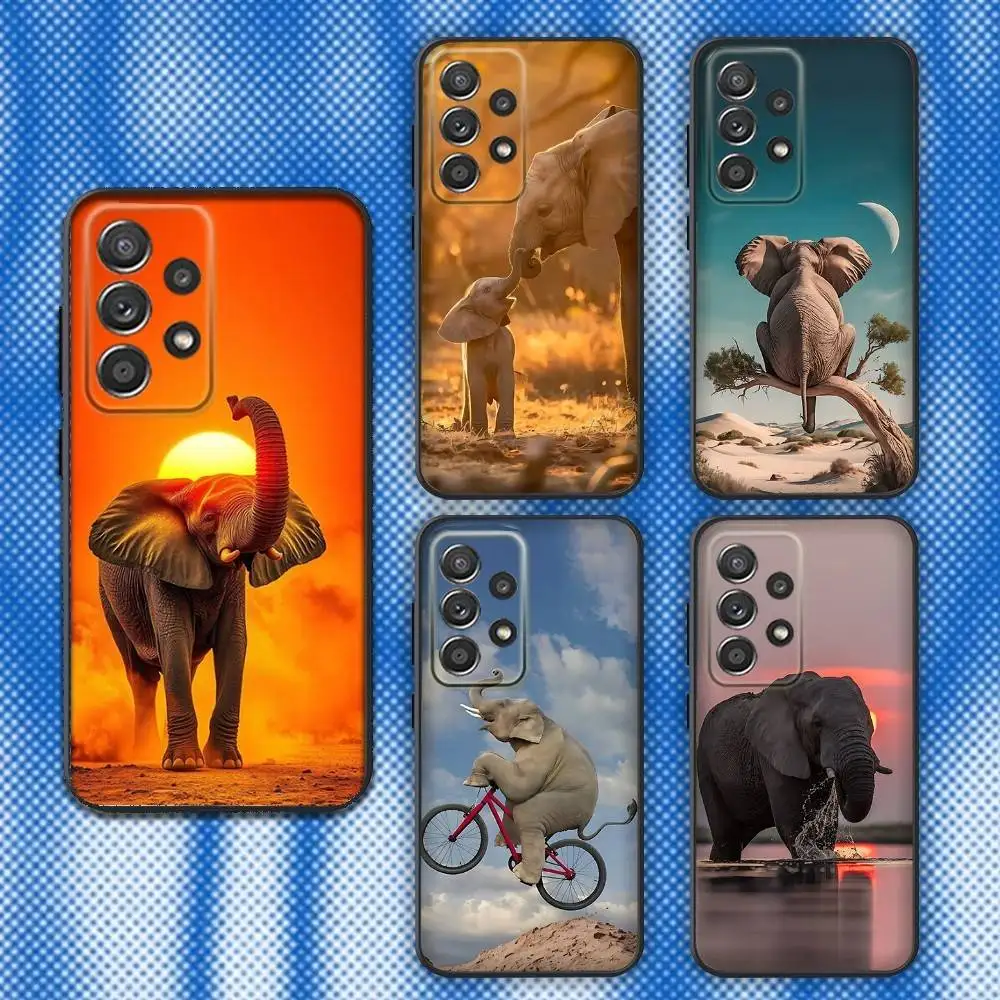 

Animal Elephant cute Phone Case For Samsung S25,S24,S21,S22,S23,S30,Ultra,S20,Plus,Fe,Lite,Note,10,9,5G Black Cover