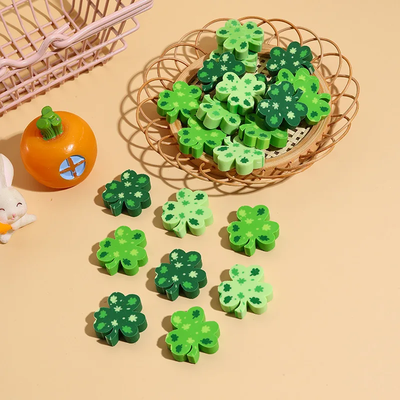 Popular St. Patrick's Day eraser, children's stationery with a shamrock design, Irish-themed prize for elementary school student