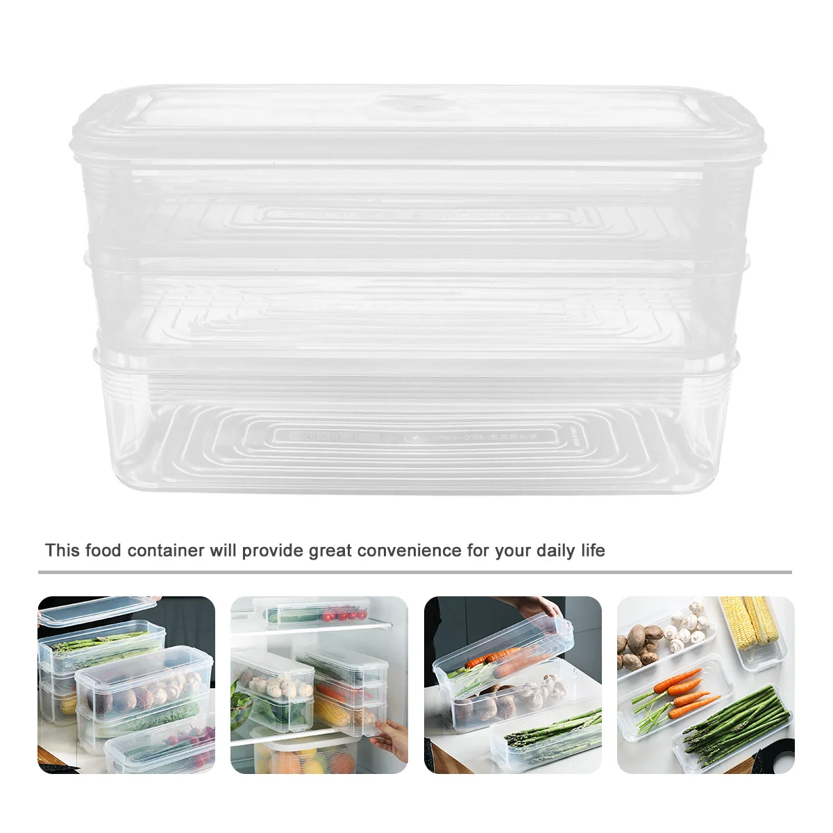 

Premium Food Storage Containers with Lids Reusable Crisper Boxes for Dumplings Seafood Vegetables Refrigerator Organizer Kitchen