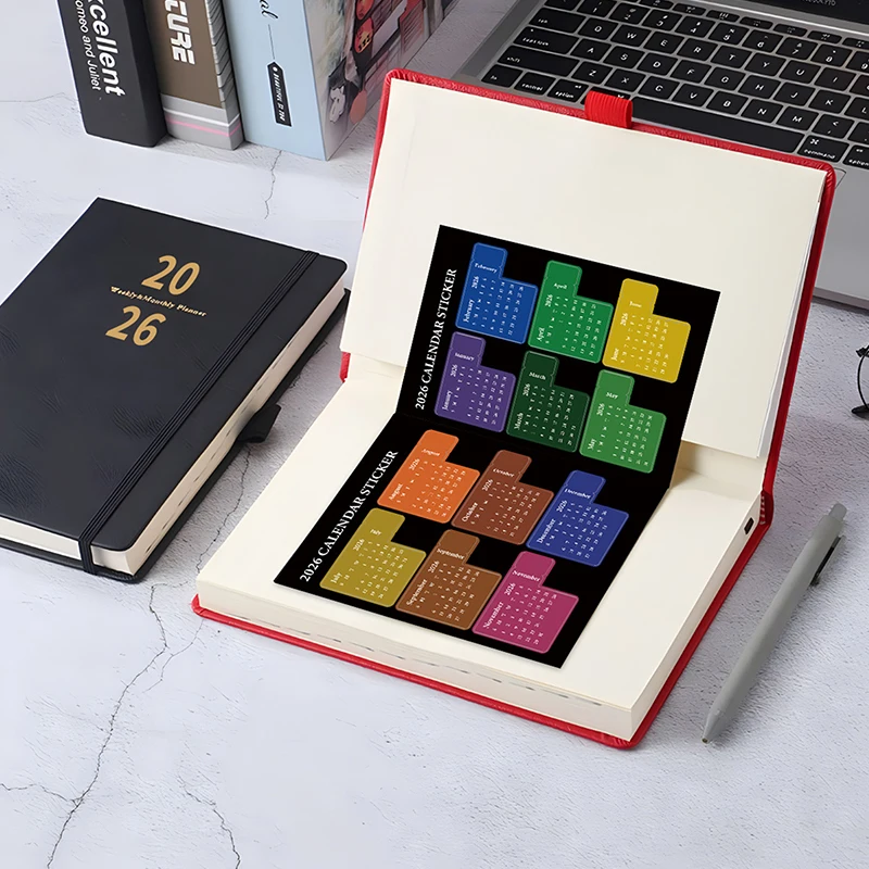 NUOVI adesivi calendario 2026 fai da te adesivi pianificatore colorati multifunzionali segnalibro durevole rimovibile per ufficio