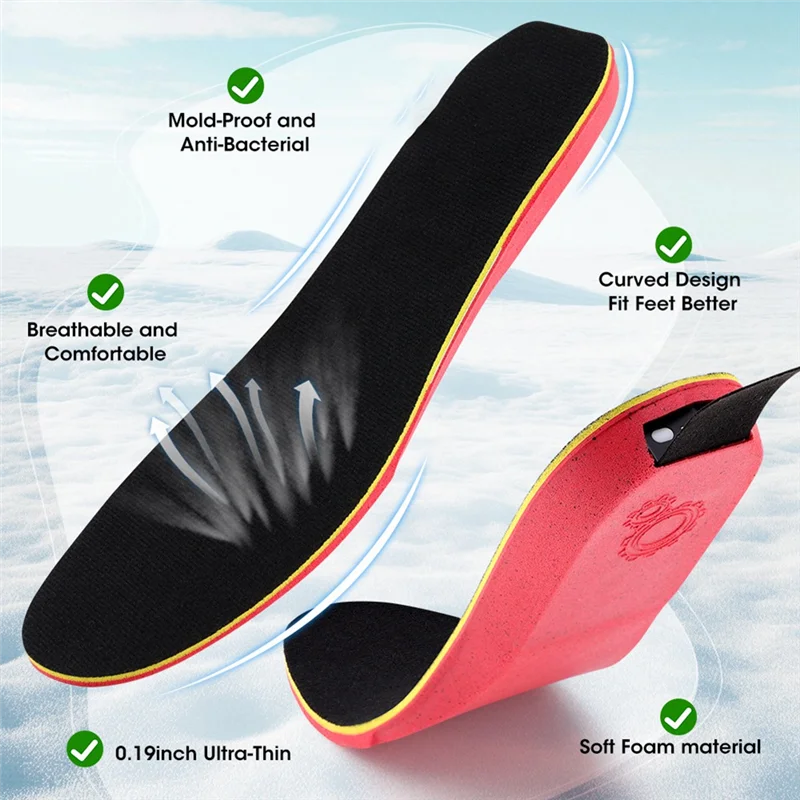 A22F-Cuttable Rechargeable Heated Insoles Wireless Remote Control Foot Warmer Electric Heating System B