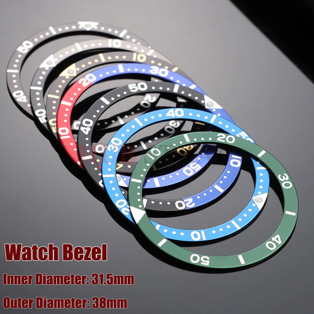 38*31,5mm Aluminium Modische Flache Uhrenlünette Passend für SKX007 SKX009 Hochwertiges Uhrengehäuse NH36 NH35 Uhrwerk Herrenuhr-Teil