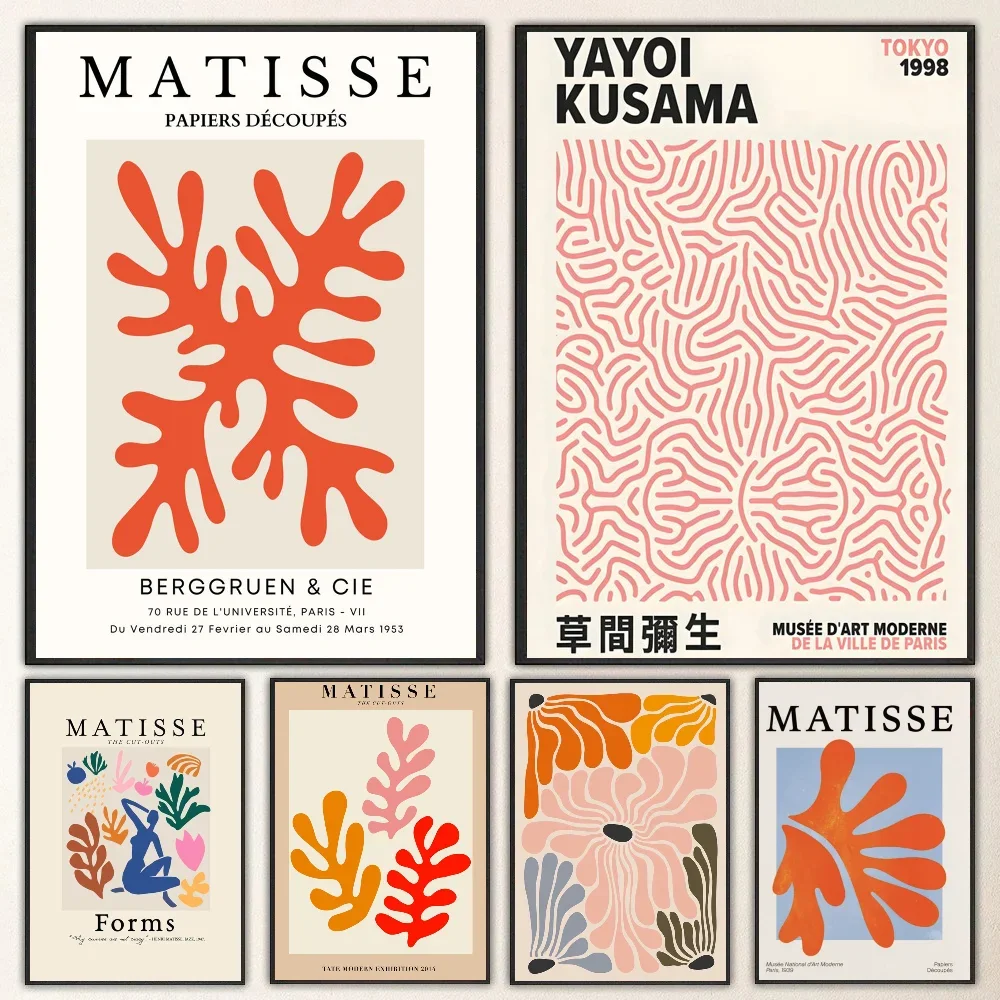 

1pc Yayoi Kusama Matisse Orange Color Poster Self-adhesive Art Waterproof Paper Sticker Coffee House Bar Room Wall Decor