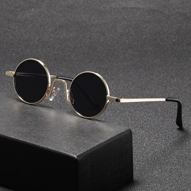 Fashion Retro Round Hippie Sunglasses for Women Men Trendy Punk Disco Party Glasses Circle Metal UV Protection Sunglasses