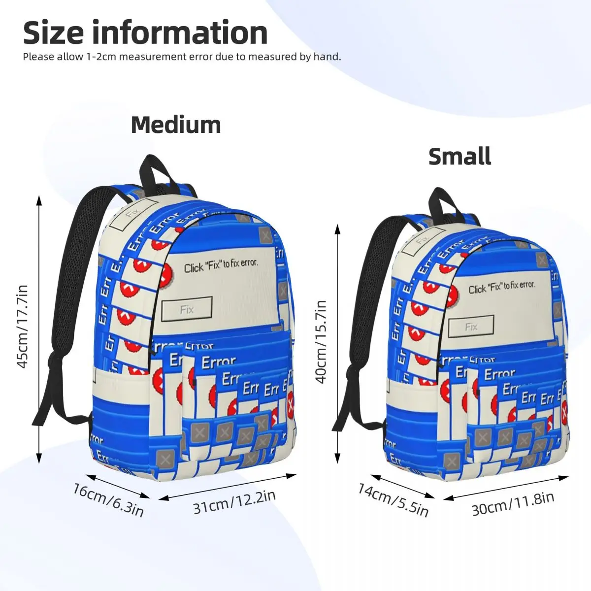 Windows Xp Error Tiled Backpack Daypack Large Capacity Children BookBag School Bag Shoulder Bags for Boys Girls