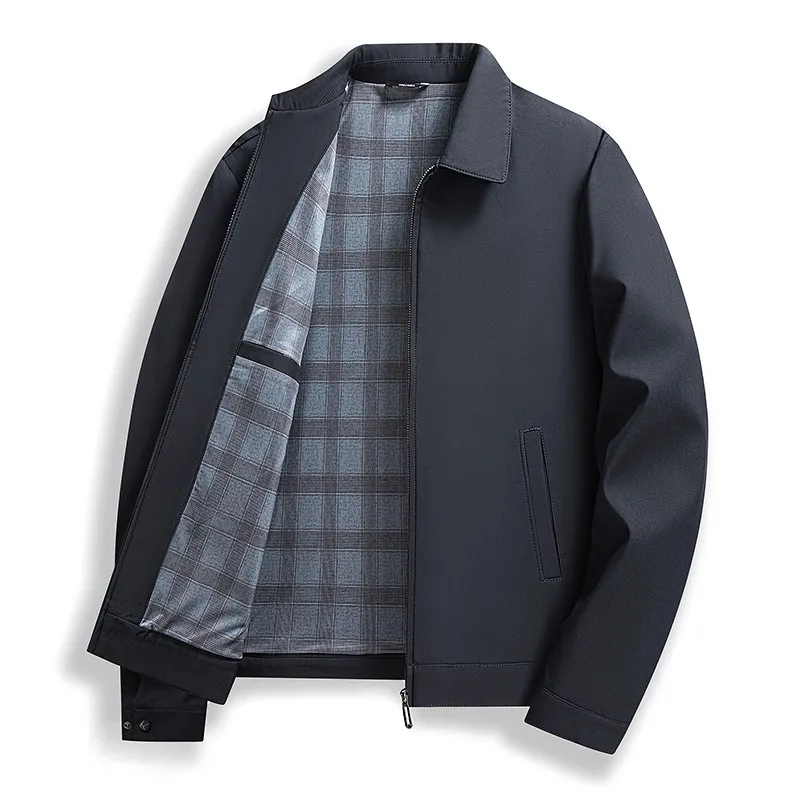 

Spring Autumn Pure Color Casual irt Sle Men's Jaet Loose Fit Busin Adstrative Dry Clean Only Dad Clothes Top