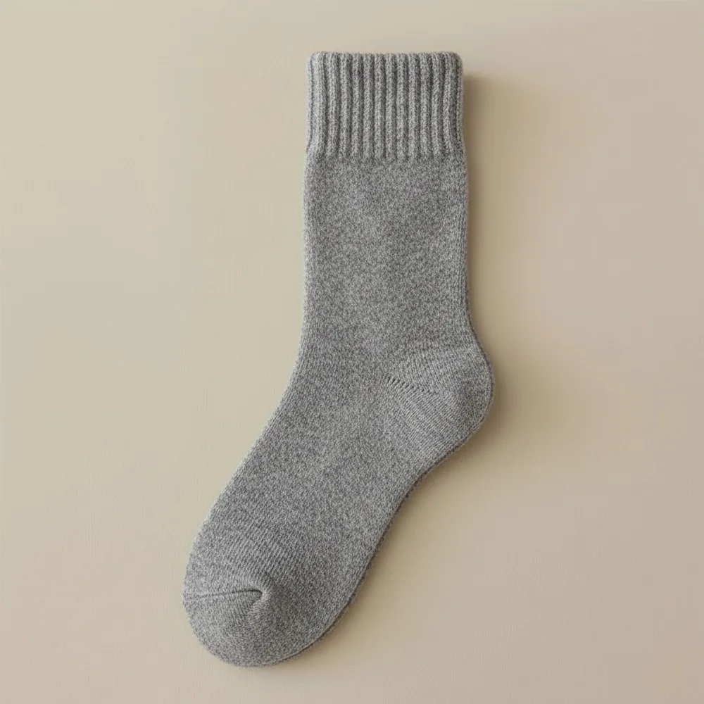 Fashion Cashmere Fuzzy Wool Socks Thermal Thick Winter Warm Velvet Socks Solid Color Mid Tube Socks For Women