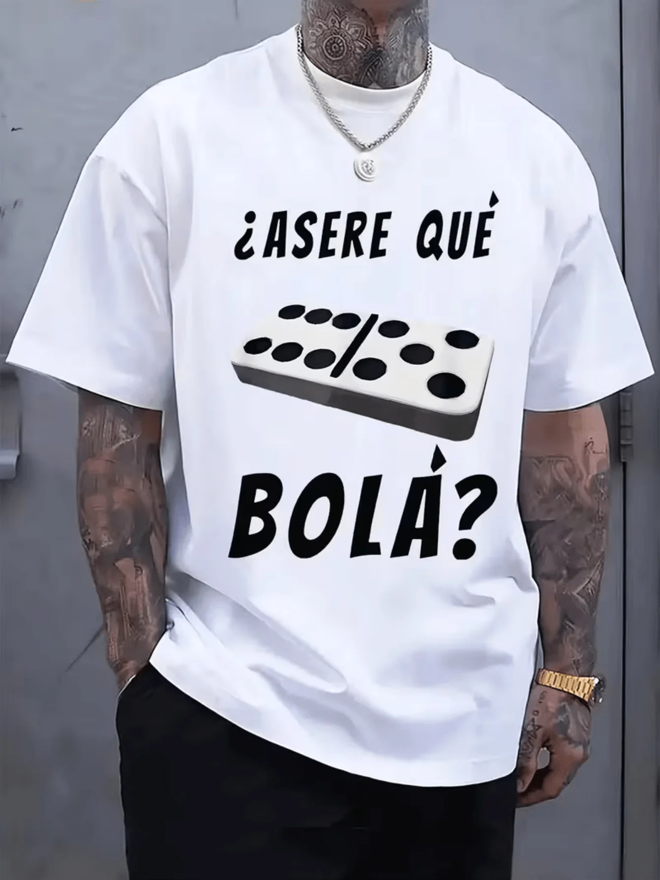 Asere Que Bola Domino Funny Quote Graphic Mens T Shirt Latin Culture Print Short Sleeve Crew Neck Cotton Tee Street Casual Top