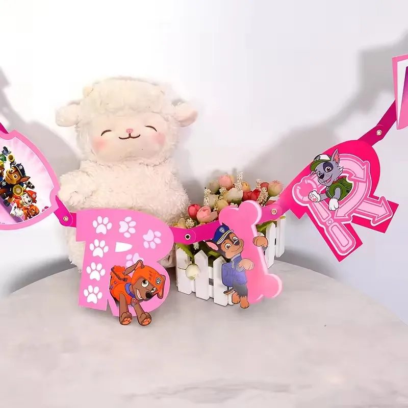 Paw Patrol Theme Series วันเกิด Bunting เด็กทารก DIY ปาร์ตี้แบนเนอร์ตกแต่งชายหญิง Partys อุปกรณ์แขวนตกแต่ง
