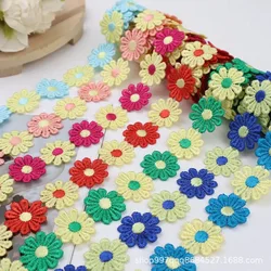 1Yard 25mm Embroidered Daisy Flower Lace 2024 New Colorful Ribbon For DIY Sewing Crafts Decoration Handmade Sewing Supplies