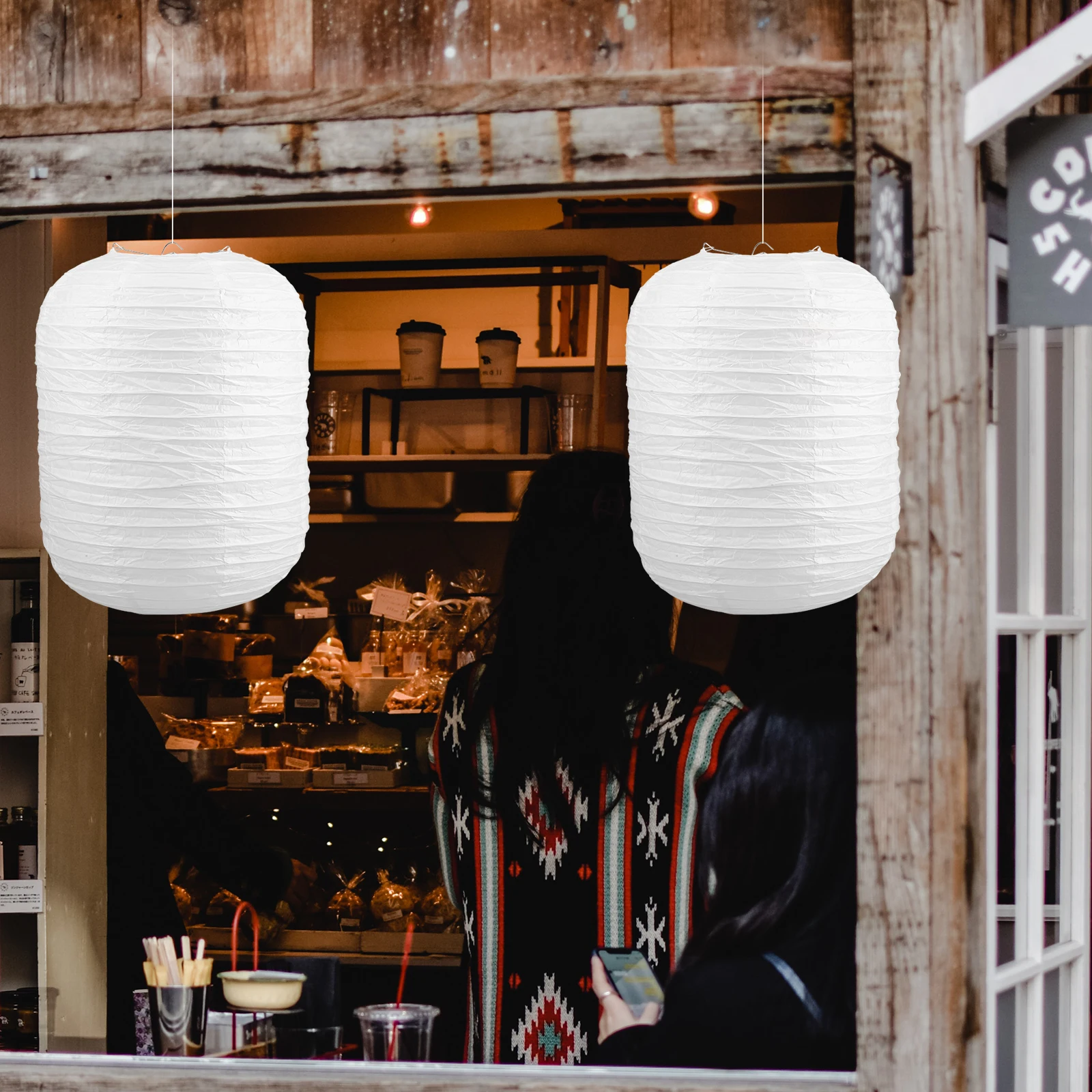 Origami Lantern Lanterns Ceiling Light White Paper Decorative Folding Iron Shades Lamp Paper Lantern 25x35cm 20x24cm