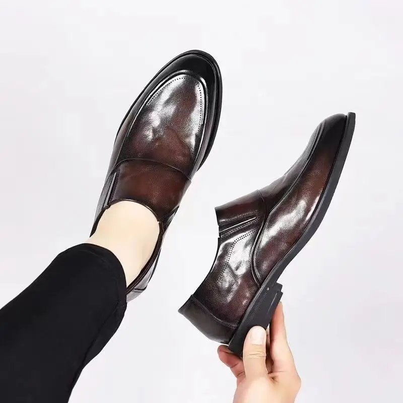 

Мужская деловая обувь больших размеров с низким берцем, рабочая обувь без шнуровки, новая элегантная и классическая черная итальянская повседневная деловая обувь 39, мужская социальная обувь