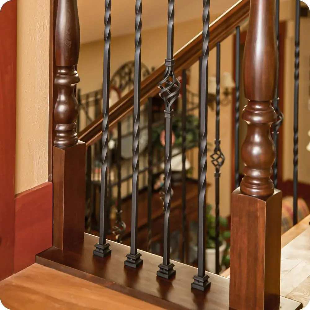 44-Inch Double Twist Metal Deck Balusters - 12 Pack Wrought Iron Railing Supports