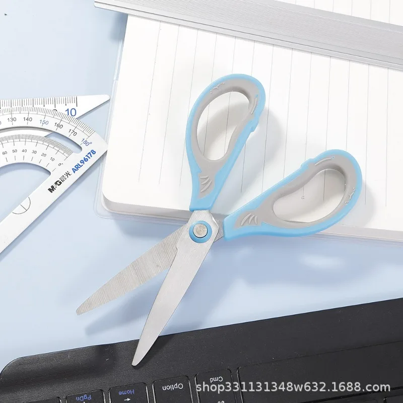 Student Scissors 2-piece Set with Comfortable Grip and Steel Knife (Blue+Green) Convenient and Practical Handmade Tool
