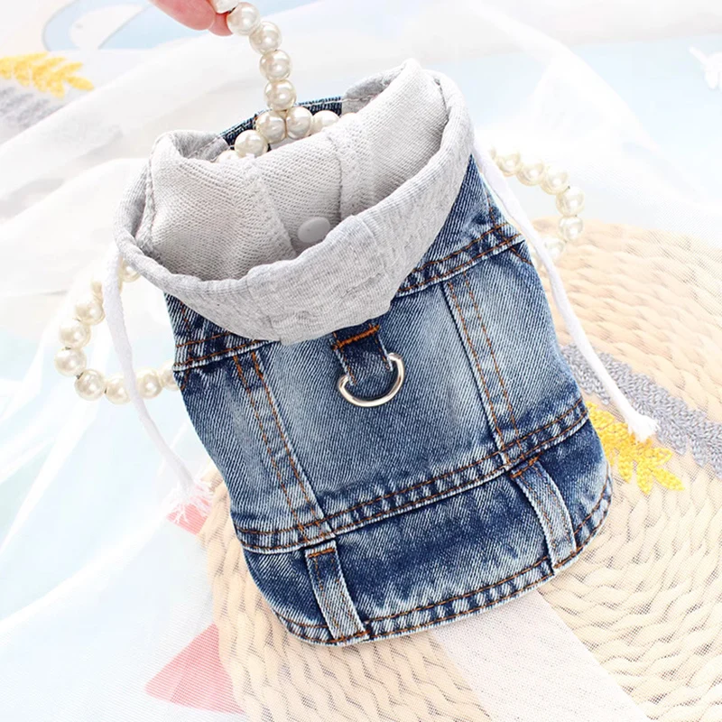 Pet Clothes Dog Jeans Jacket Cool Blue Denim Coat Small Medium Dogs Harness Vests Classic Hoodies Puppy Vintage Apparel