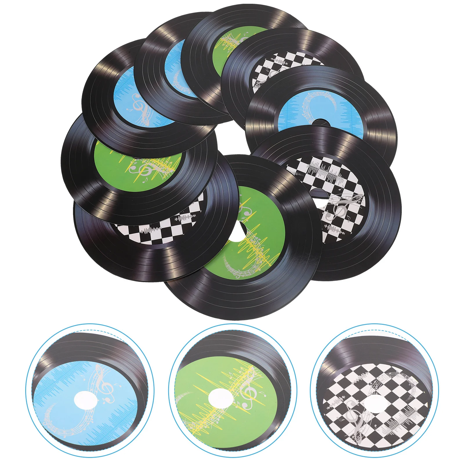 

9Pcs Retro Wood Records Wall Decor Vinyl Discs for Home Cafe School Events Decorative Art Supplies Vinyl Record
