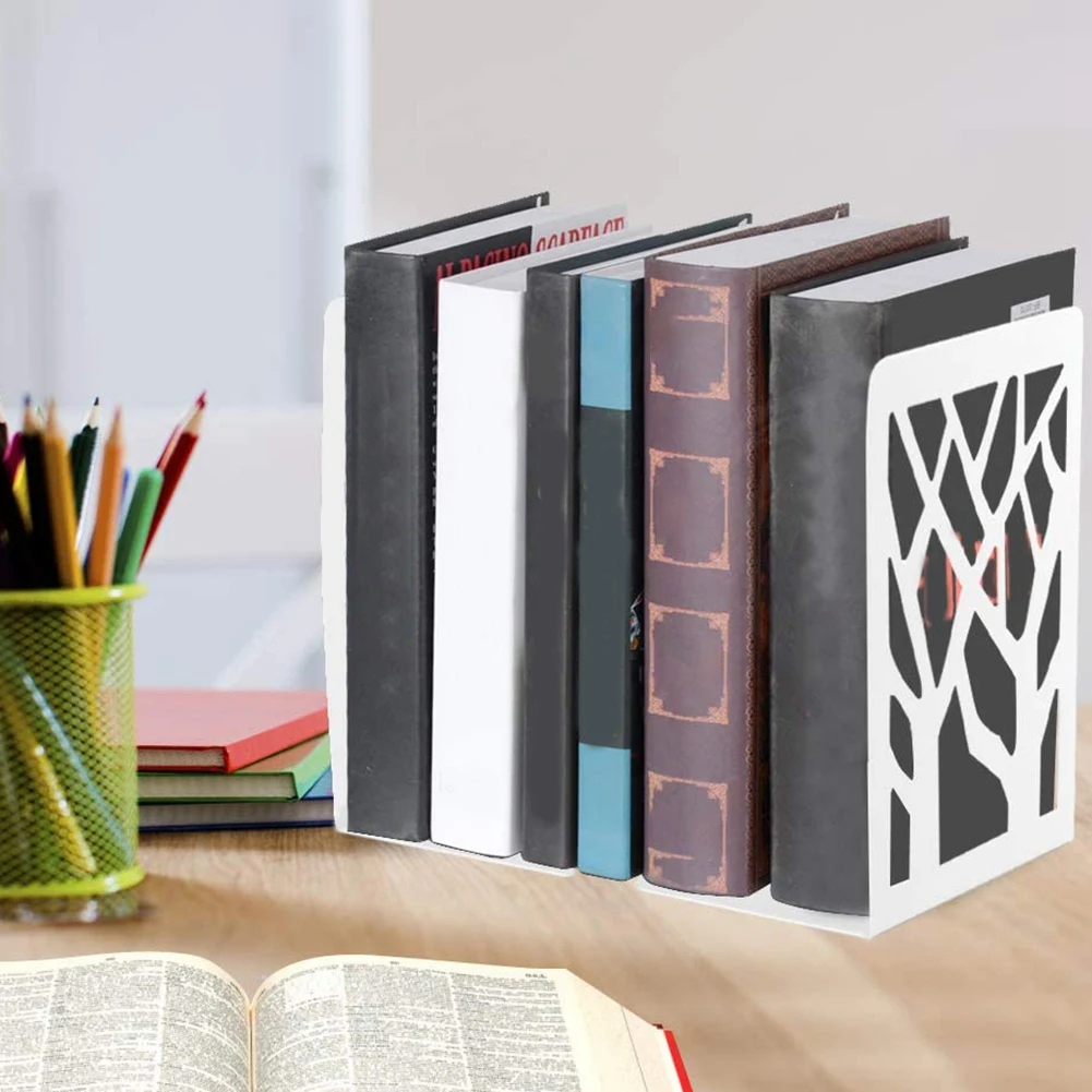 ฉากกั้นที่ใส่หนังสือชั้นหนังสือ6คู่ฉากกั้นที่ยึดหนังสือขาตั้งหนังสือสำหรับจัดระเบียบหนังสือ /cds สีขาว