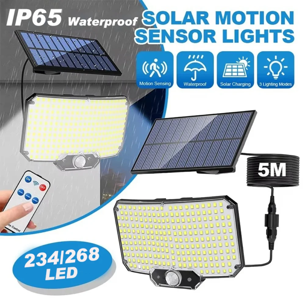 Outdoor Led Solar Light Super Bright Motion Sensor Strong Power Led Garden Wall Lamp Ip65 Waterproof 3 Working Mode Porch Lights