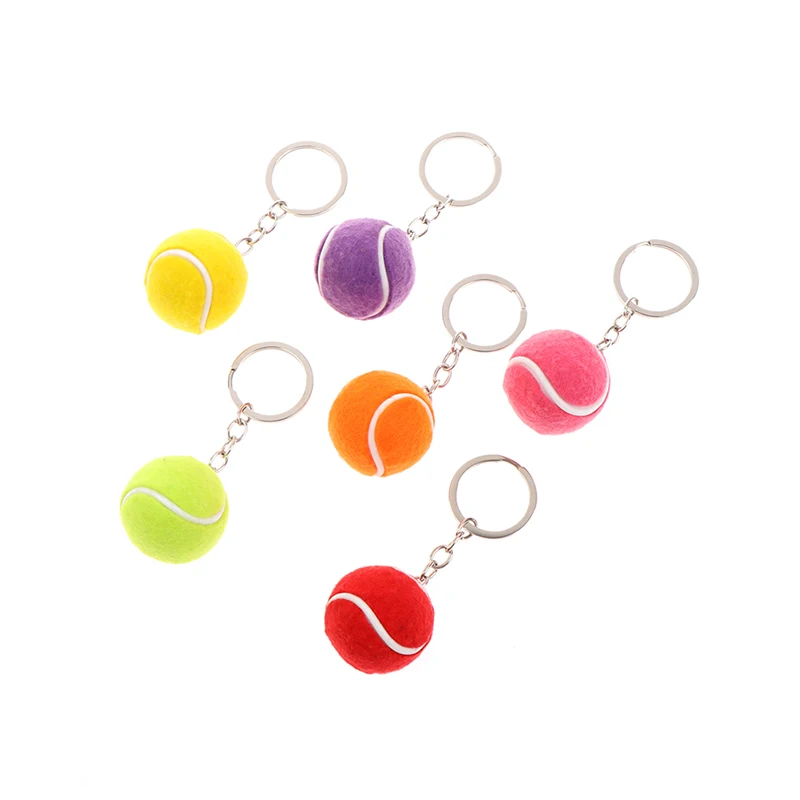 6 Color Key Chain Tennis Ball Metal Keychain Car Key Chain Key Ring Sports Chain Sliver Color Pendant