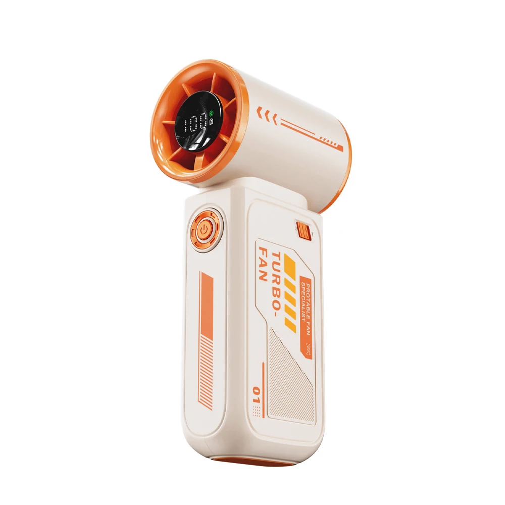 New High-speed Turbine Small Wind Gun Portable Digital Display Handheld Fan USB Charging Home Outdoor Travel Mini Fan Power Tool