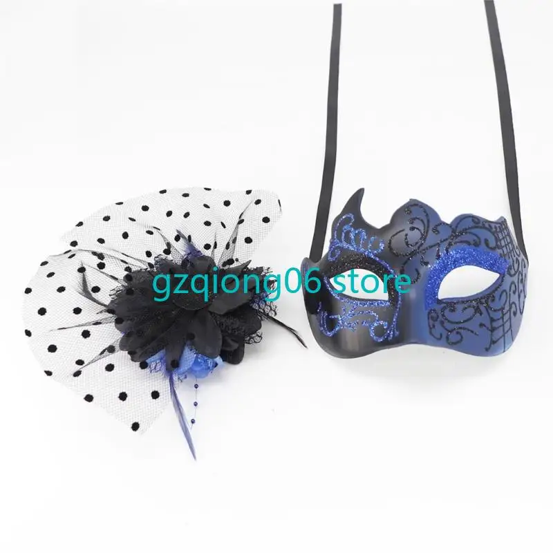 

K3NF Feathered Flower Masquerade Mask Halloween Party Eye Mask for Women Cosplay