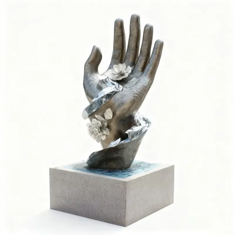 Modern polished stainless steel bergamot statue with lotus zen garden home office decoration