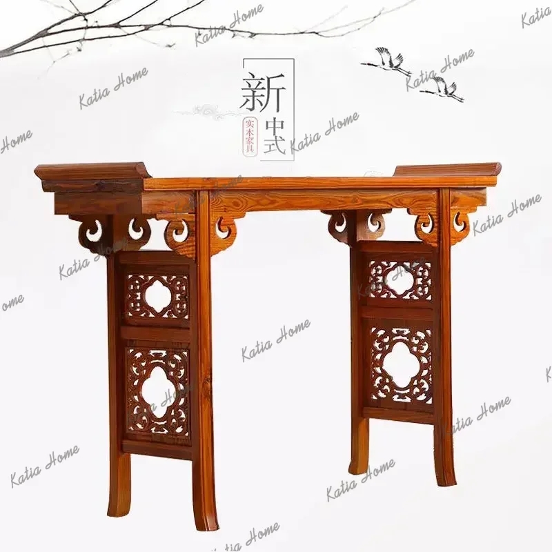 chinoiserie solid wood casual buddha table antique carved entrance altar zen style altar elm god of wealth incense altar