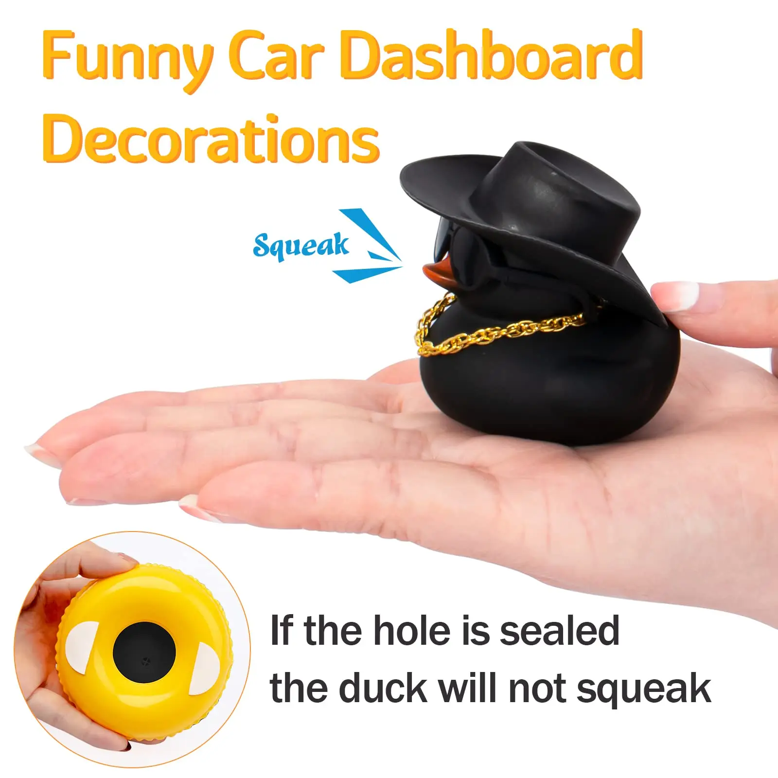 Car Rubber Duck, Coloured  Duck Decoration Dashboard with Sun Hat Swim Ring Necklace Sunglasses for Car Dashboard Decorations