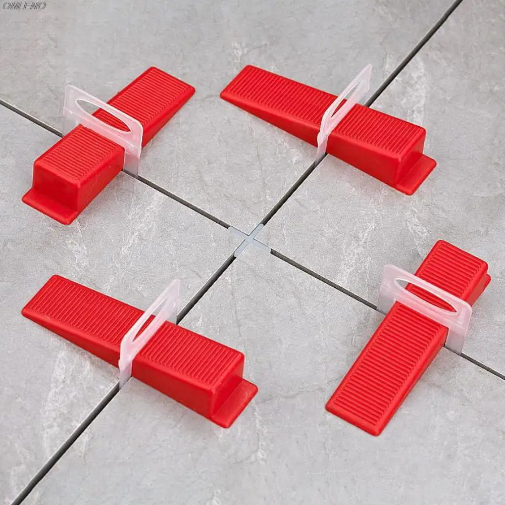 100pcs Tile Leveling System Clips Ceramic Spacers Straps With Piler Wadge For Tile Laying Wall Floor Construction Tools Building