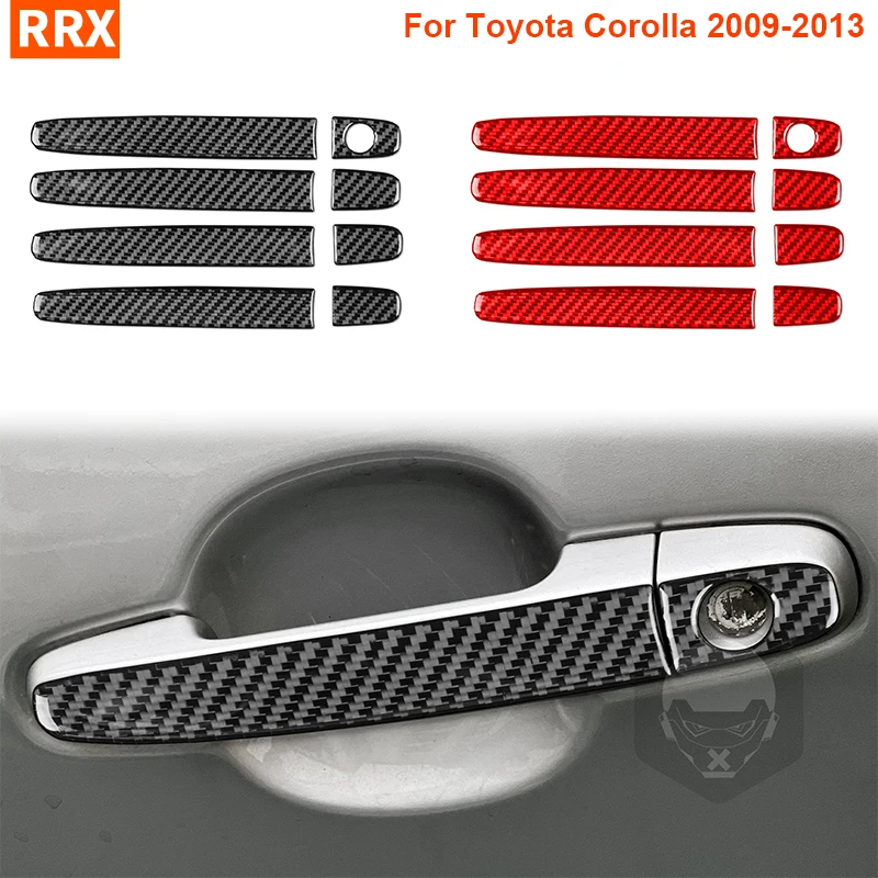 External Doors Handle Panel Real Carbon Fiber Sticker Cover Trim For Toyota Corolla 2009-2013 Car Interior Accessories