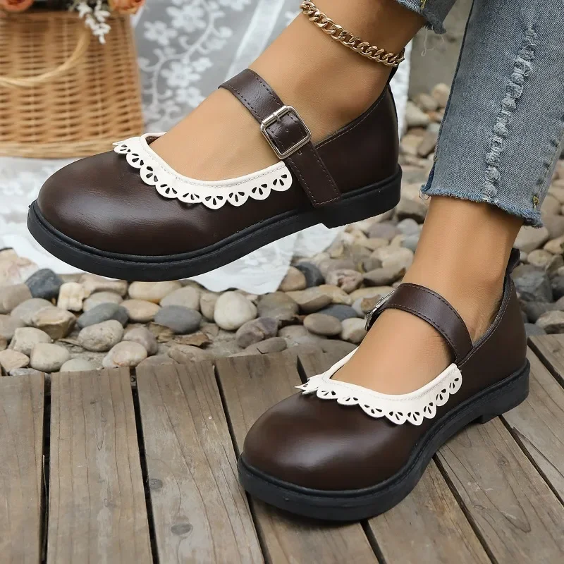

Spring and Summer New French Round Toe Small Leather Shoes Women's Shallow Mouth Mary Jane Single Shoes