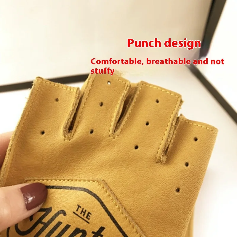 Driving Mens/Women Racing Bike Knight Leather Motorcycle Spring Summer Half-finger Retro Gloves Motorbike Cowhide Vintage Gloves