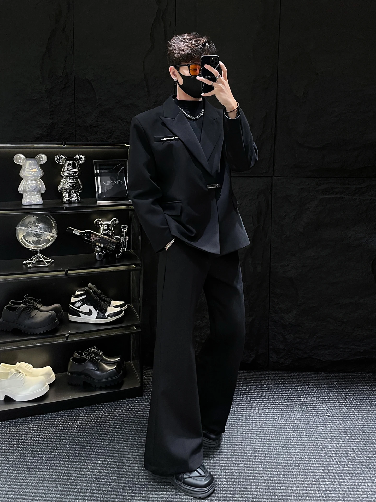 

Мужской повседневный костюм-двойка HOMME: модные брюки в стиле вестерн с металлическими элементами, весенняя коллекция для молодежи