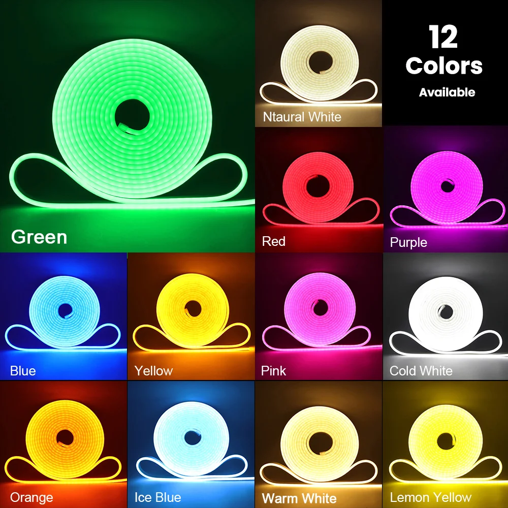 12V 24V LED Rope Lights Neon Strip Light Neon Sign Waterproof Flexible Silicone Lamp Home Decoration with 2pin Wire 9 Colors