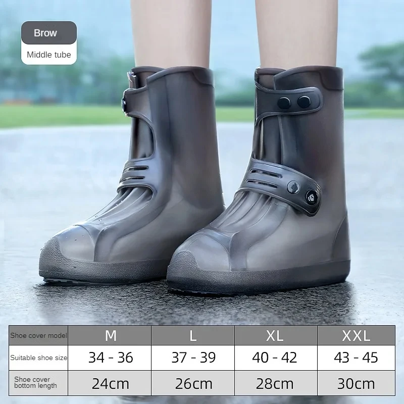 Waterproof Shoe Cover Silicone High Top Rain Boots Cover Non-slip Shoes Protector Outdoor Reusable Thickened Footwear WaterShoes