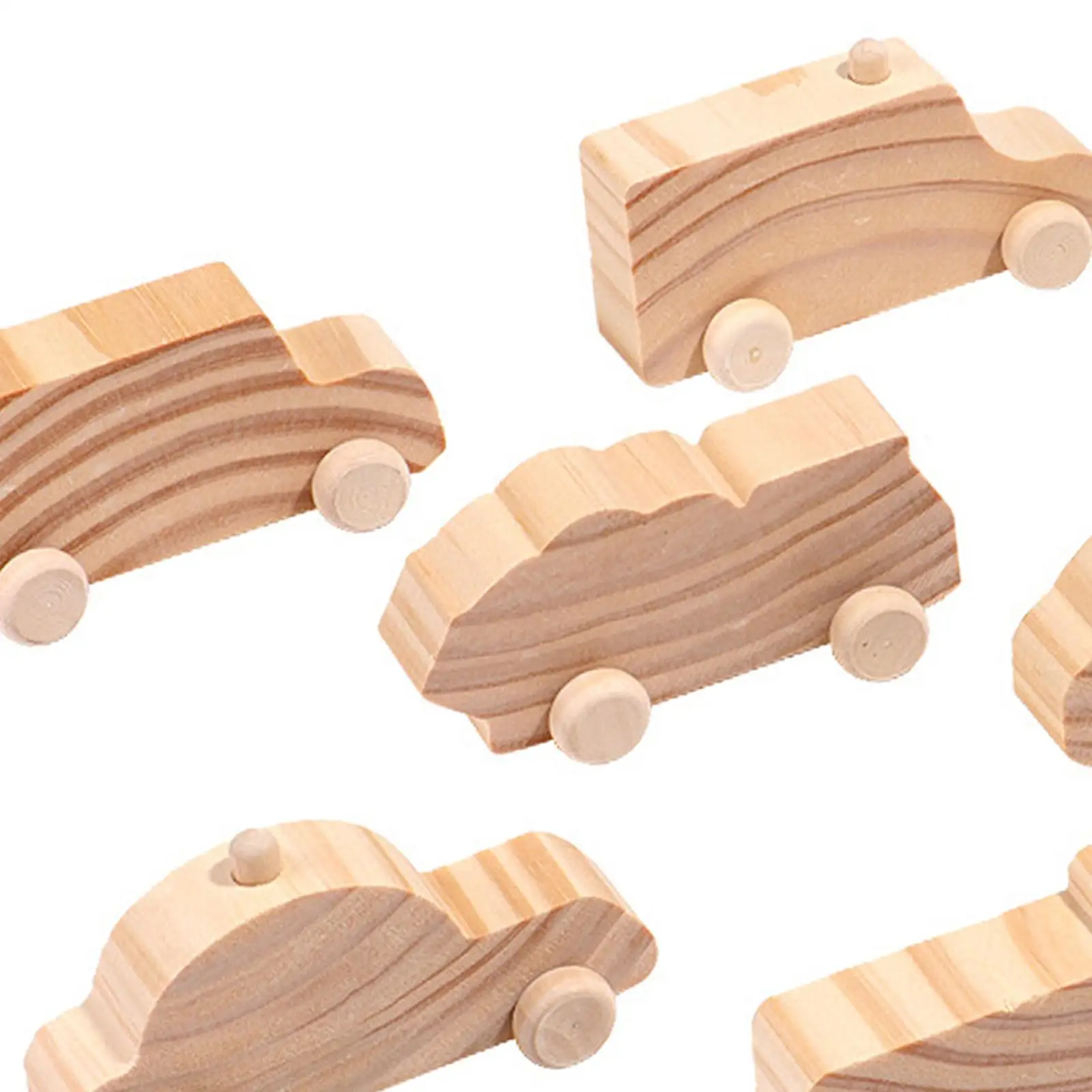 Mini caminhão de madeira para crianças, carros de simulação, decoração para meninas e meninos, criança, 6 pcs