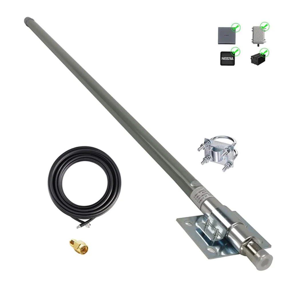 868MHz & 915MHz High-Quality Omni-Directional Glass Fiber Antenna,10dBi,N-Female Connector,35inch Length,Waterproof,1m LMR400