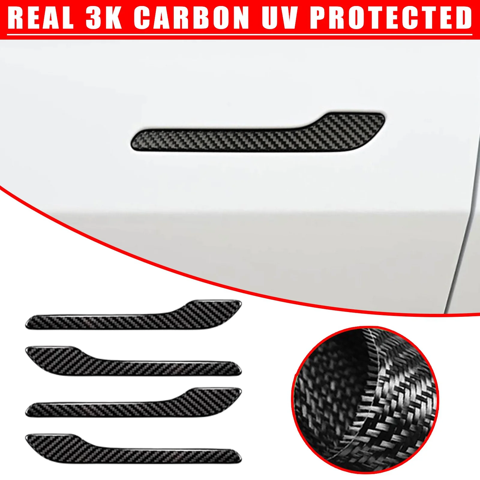 4PCS/Set Exterior Side Door Handle Cover Trim For Tesla Model 3 2019-2025 2020 2021 2022 2023 2024
