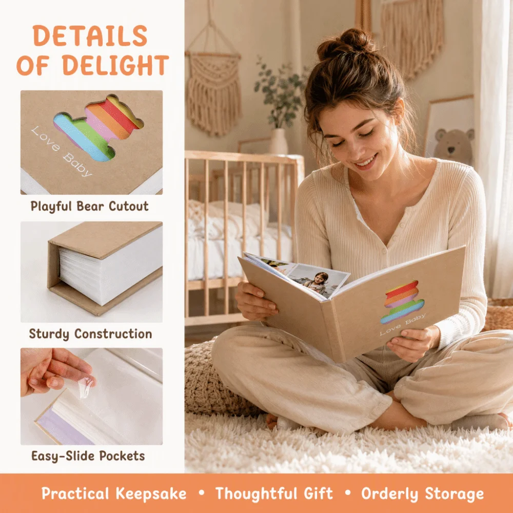 Holds 100 Photos Photo Album 5.51x7.09in Insert Page Design Picture Storage Hollow Design Durable Backbone Photograph Album