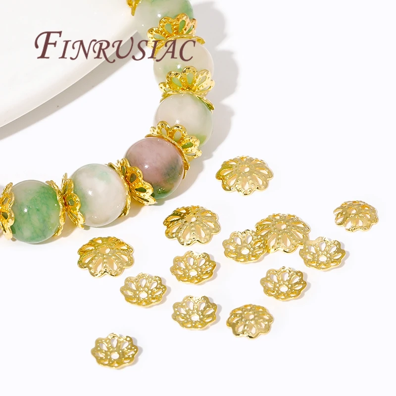 5mm 6mm 8mm Perlenkappen für Schmuckherstellung 18K vergoldetes Messing Blumenperlenkappen für DIY Armbänder Zubehör Erkenntnisse – Detail 12