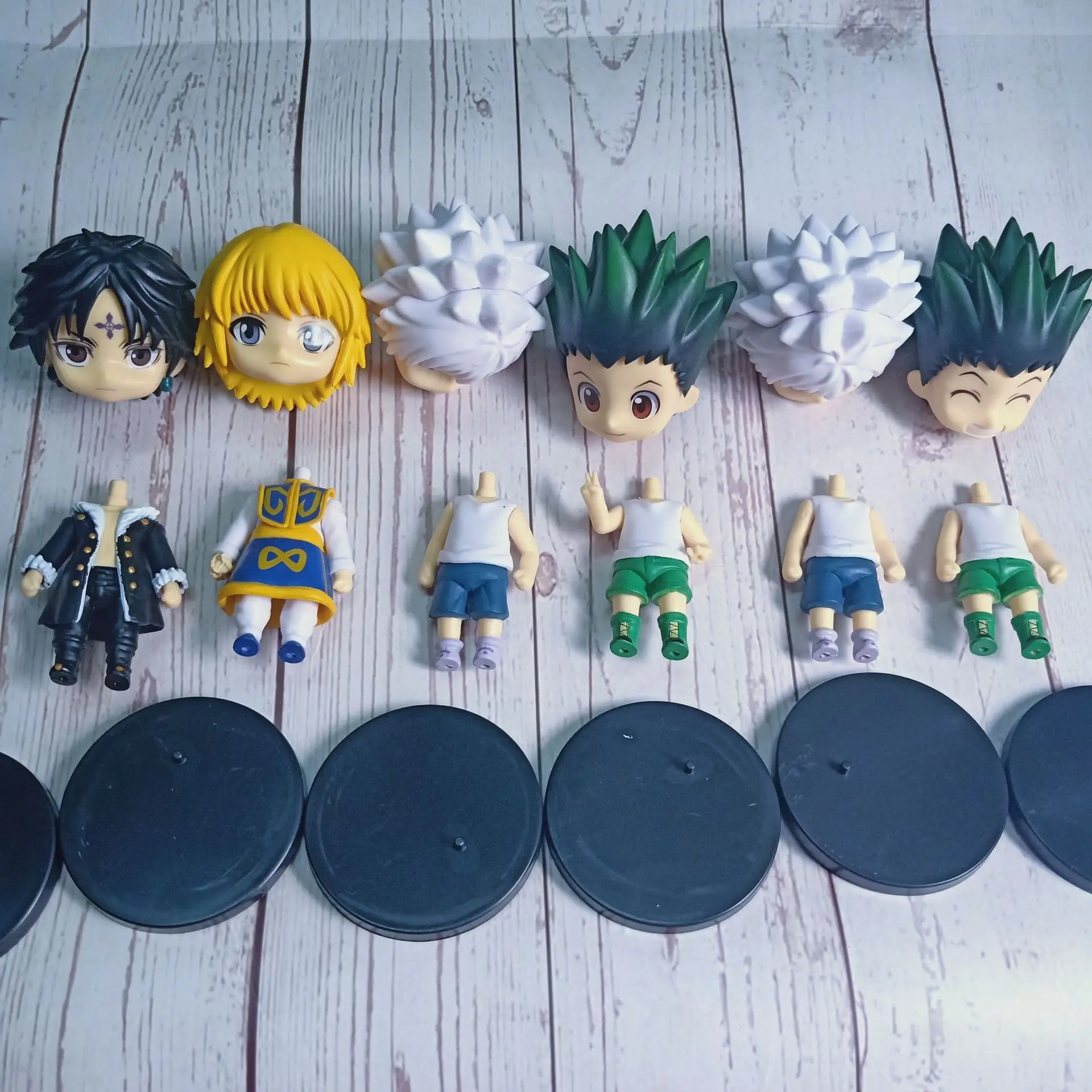 6PCS HUNTER x HUNTER Figurines Cute Anime PVC Miniatures Ornaments GON Killua Kurapika Chrollo Model Toys Garage Kits GK Figures