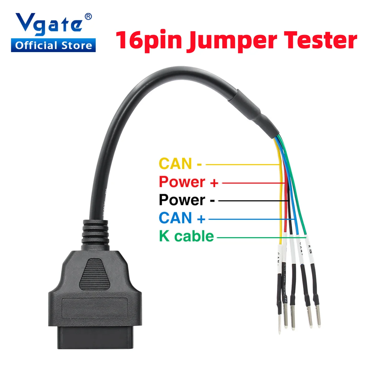 16pin Jumper Tester Connector OBD OBD2 Female K Line Can Line Universal Diagnostic Cable K+CAN OBD2 Cable for Car Truck